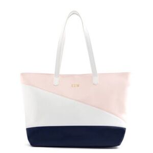 WEDDINGSTAR Large Color Block Faux Leather Tote Bag